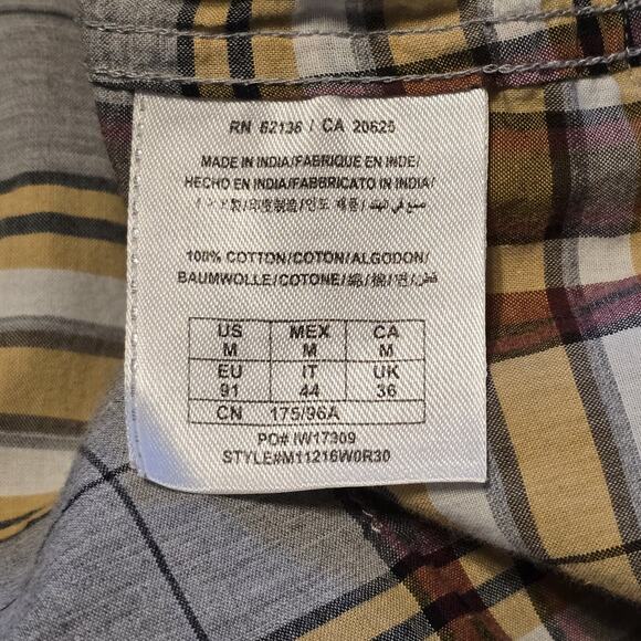 Guess Mens Western Pearl Snap Plaid Shirt Size Medium Embroidered Rodeo Cowboy - Picture 5 of 14